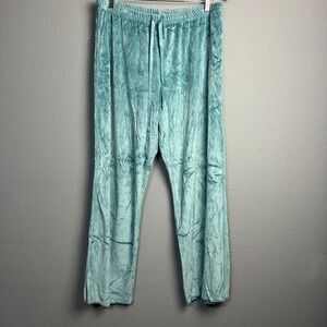Anne Lewin New York‎ XL Velour Lounge Pants Drawstring Waist Teal Blue Comfy